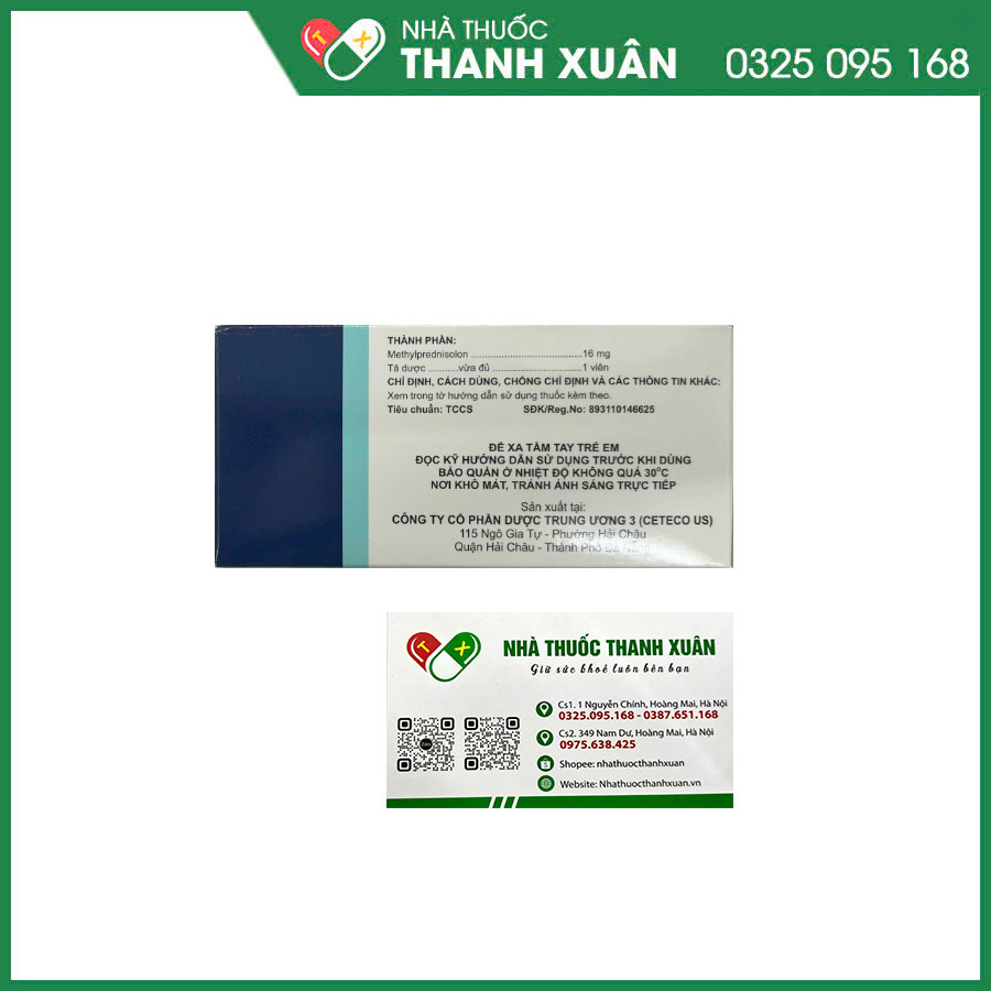 CETECOVIBA 16mg thuốc chống viêm, ức chế miễn dịch và hỗ trợ điều trị một số bệnh viêm, dị ứng, ung thư